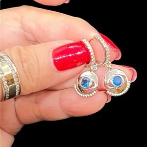 Stainless steel evil eyed earrings, Bluestone